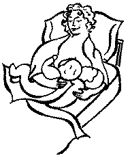 breastfeeding parent semi-reclined in bed feeding twins